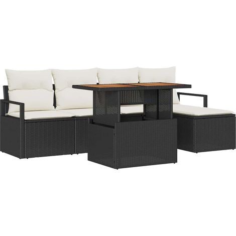 Garden Sofa Set 6 pcs Black and Cream vidaXL (1/5)