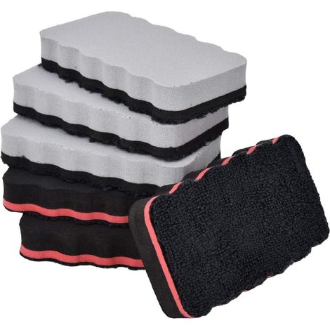 Whiteboard Wisser - Magnetisch - Microvezel - Voor Flipchart Memobord Schrijfoppervlak - 6 Stuks 3 Zwart 3 Grijs (1/5)