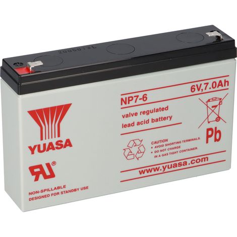 Yuasa NP7-6 AGM-Bleiakku 6V 7Ah – Faston F1 4,8 mm (1/5)