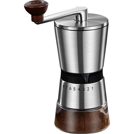 Molinillo de café manual doméstico con 8 ajustes de grosor regulables. (1/5)