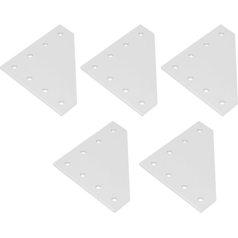 5 Pièces Plaque de Renfort d'Assemblage Blanc Argent Oxydé Alliage d'Aluminium Support Solide 7 Trous pour Profilé 4040L (1/5)