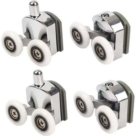 Roulettes De Douche Double Porte Coulissante 4 Pieces 2 Superieures Et 2 Inferieures 23 Mm (1/4)