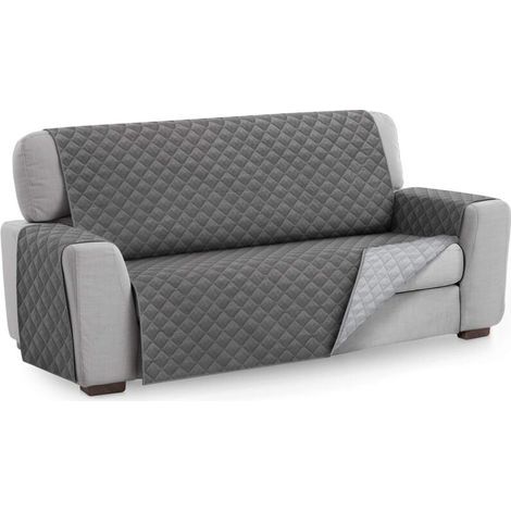 BUNTHAUS Schutzhülle für 3-Sitzer-Sofa. Wendbarer Steppbezug. Grau.