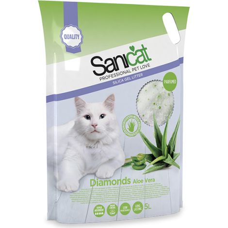 Sanicat Silicio Lettiera Diamonds Aloe Vera - Sacco 15 Lt - Lettiere