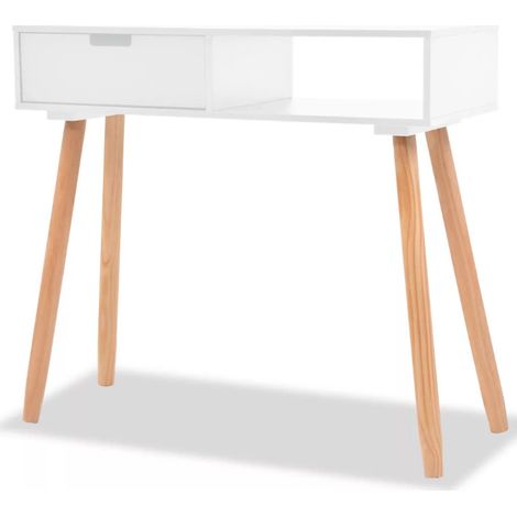 Console 1 tiroir bois blanc et pin massif clair Lain (1/5)