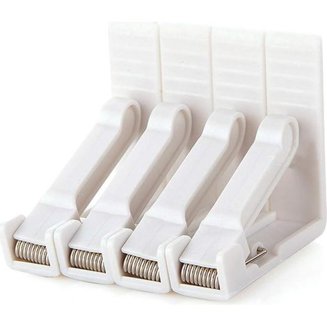 Lot de 4 pinces à nappe réglables en plastique blanc (5,8 x 5,8 x 1,5 cm) pour jardin et pique-nique (1/5)