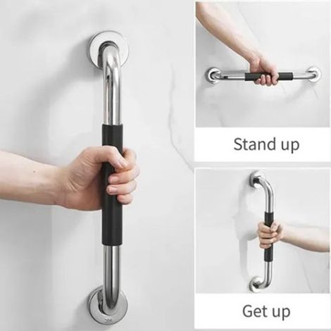 Barre d'appui de salle de bain de 33,5 cm, acier inoxydable 304, silicone, barre d'appui WC avec empreinte de main, barre d'appui baignoire, produit transfrontalier à succès (1/5)