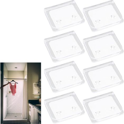 Clips de Rideau de Douche Transparents, 8 pièces, Anti-éclaboussures de Douche Auto-adhésive, Clips Transparents Coupe-Vent pour Rideaux de Doublure de Douche, faciles à Installer (1/5)