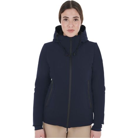 XS, Nero: Giacca equitazione donna invernale in tessuto tecnico antivento e idrorepellente