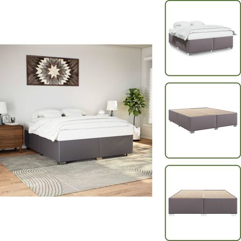 Cadre de lit sans matelas gris 180x200 cm similicuir - Cadre De Lit - Cadres De Lit - Sommier - Meuble De Chambre À Coucher (1/5)