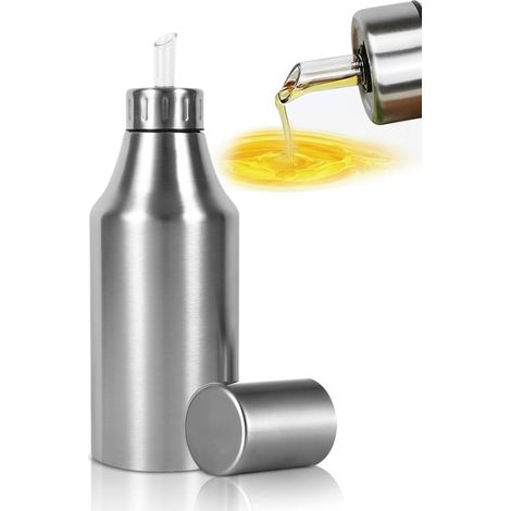 Distributeur d'huile d'olive 500ml, Bouteille d'huile et bouteille de vinaigre,bouteille huile,Bouteille d'huile en Acier Inoxydable avec Bec verseur sans Goutte pour Huile et vinaigre (1/5)