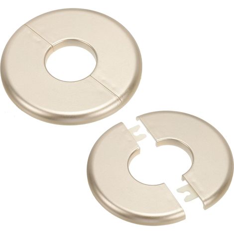 Plaque d'Écussons Auto-Adhésive Ronde en ABS 1.36"/34.5mm, 2pcs Couverture Murale pour Tuyau d'Eau, Cache Mitigeur Douche Boucles Rosace Robinet Chauffage Plomberie Mural, Doré (1/5)