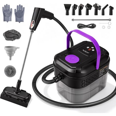Nettoyeur vapeur,2500W Nettoyeur vapeur haute pression avec 22 accessoires, chauffage rapide 240°F, réservoir d’eau 1,7L, nettoyeur vapeur portable pour meubles portatif noir pourpre (1/5)