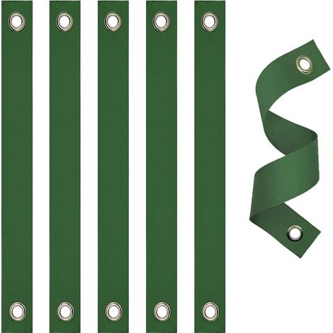 10 bandes de fixation horticole pour arbres, 40 cm, vertes, en nylon, pour soutien et protection contre le vent. (1/5)