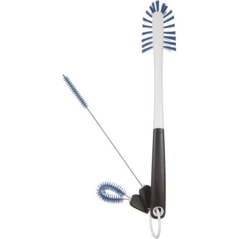 kit de nettoyage pour bouteilles 3 en 1 , Brosse de nettoyage, Petite brosse et goupillon, Bleu (1/5)