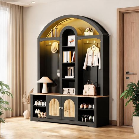 Armoire d'entrée avec penderie étagères et patères 150 x 40 x (1/5)