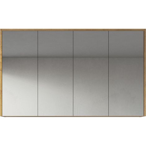 Badplaats – Meuble armoire miroir salle de bains 120 x 72 cm en chêne – 3 portes – Système de fermeture soft-close – MDF (1/4)