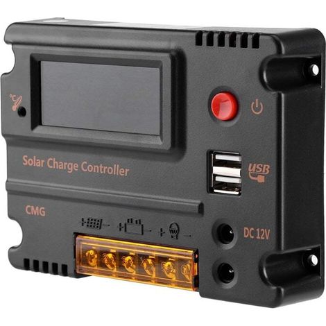 Rubberskin 12 V / 24 V 10A Régulateur LCD Panneau Solaire Charge Intelligent Contrôleur Batterie Charge Régulateur Minuterie Double USB Port Ménage Système Solaire (1/4)