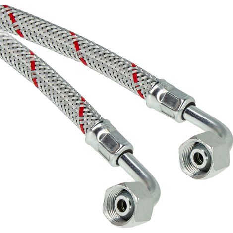 tecuro Ölschlauch 1150 mm x 3/8 Zoll x 3/8 Zoll Überwurfmutter (DN10), konisch dichtend, beidseitig Rohrbogen 90° (S-Form) (1/5)