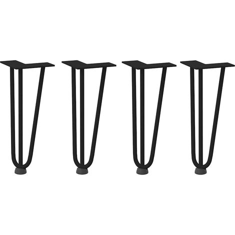 Set di 4 gambe a forcina per tavolino da caffè da 30 cm design moderno con piedini livellatori acciaio nero massiccio 020056735