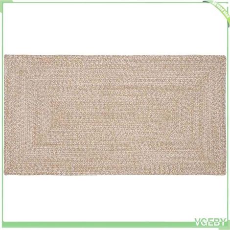 42010466 Tapis de surface Rectangulaire Naturel et Blanc 60 x 110 cm (1/5)