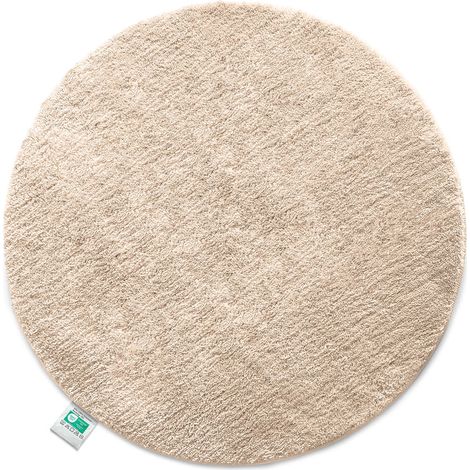 Tapis de bain Sky, tapis de salle de bain rond Beige 95 cm de diamètre