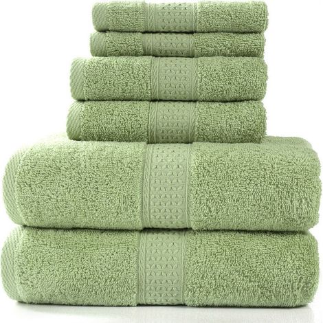 De serviettes de la collection de perles - Ensemble de 6 pièces 100% coton 950g / m² Ensemble de serviettes, 2 serviettes de bain + 2 essuie-mains couleur feuille de saule
