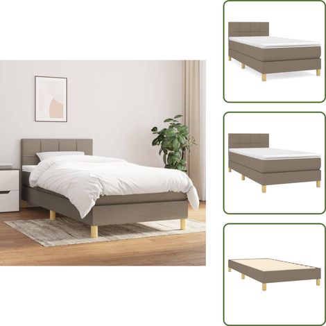 The Living Store Giroletto a Molle con Materasso Tortora 90x190 cm in Tessuto - Materasso a molle