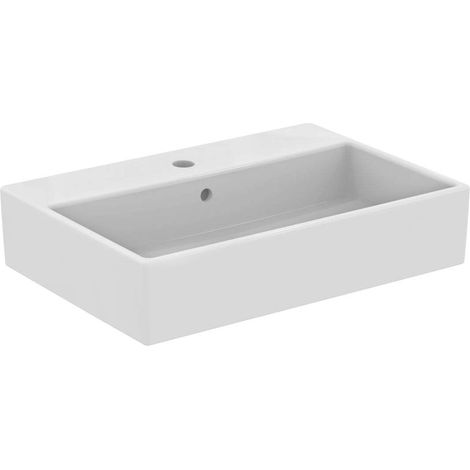 Ideal Standard i.Life B - Lavabo da appoggio 61x42 cm, con troppopieno, con foro per miscelatore, bianco T573601