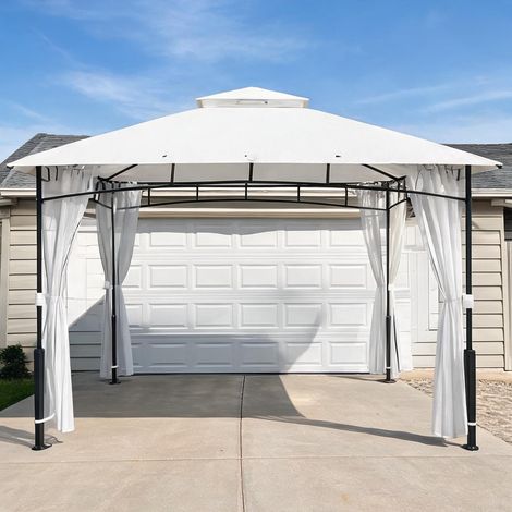 Tonnelle de jardin schwarz en metall Polyester 360 x 300 x 275 cm (1/5)