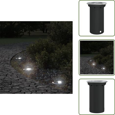 Bodeneinbauleuchte Rund Schwarz 10,5x10,5 cm Aludruckguss - Bodenlampe - Außenscheinwerfer - LED Strahler - Gartenbeleuchtung - Poolbeleuchtung (1/5)