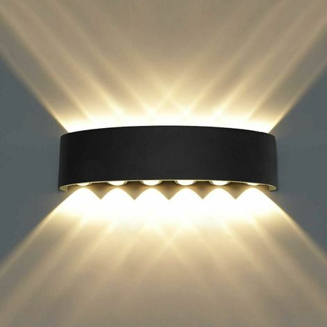 VURAHOME - Applique Murale,Lampe Murale Moderne IP65 Étanche appliques murales exterieures en Aluminium,12W noir Lumière chaude (1/5)