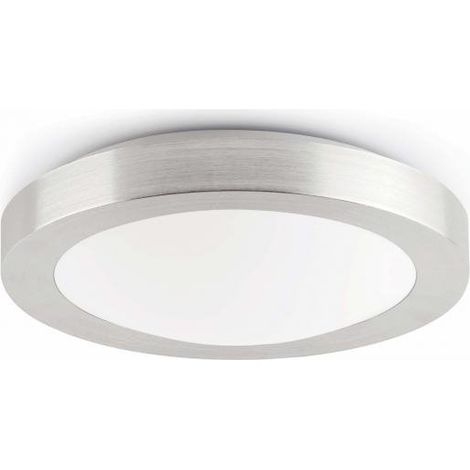Faro Logos-1 - 1 luz, pequeña, redonda, para baño, plafón a ras de aluminio, blanco IP44, E27 (1/5)