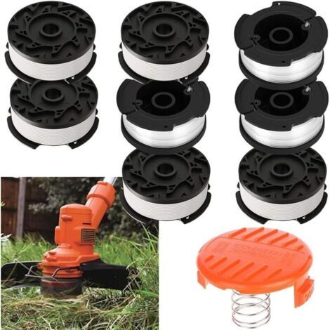 Bobine Autofeed Spool Line A6485 A6481 pour Black and Decker Reflex Trimmer ST5530-GB GLC3630L20-GB BESTA530-GB, 30 pieds 0,065" (8 bobines, 1 capuchon, 1 ressort) (1/4)