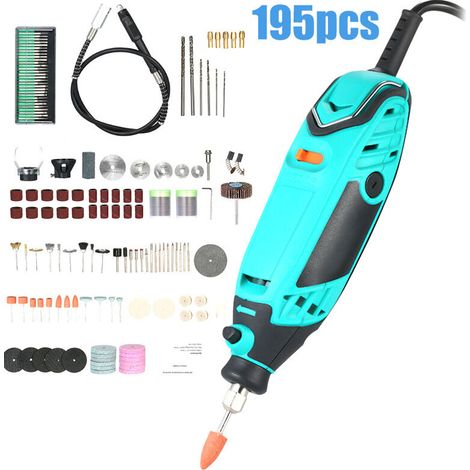 195PCS 130W Multifunctional Rotary Tools, Variable Speed 8000-30000 RPM, Electric Rotary Tool Kit for Cutting, Sanding, Drilling, Carving, Polishing, Engraving (1/5)