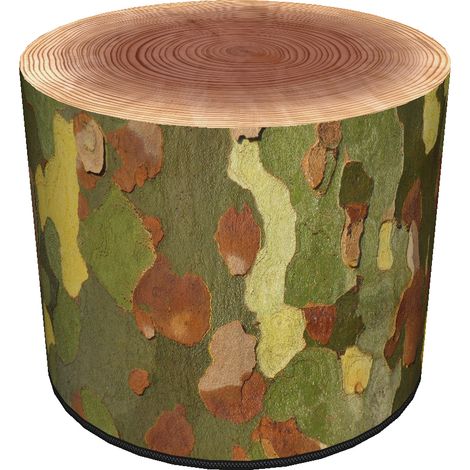 Pouf decorativo, Bertoni, stampa Platan - pouf rotondo per soggiorno, ingresso, cilindro 40 cm, elegante, cerniera, lavabile (1/5)