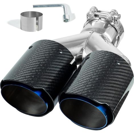 Embout d'Échappement 63mm Double Sortie, Sortie Echappement Voiture en Acier Inoxydable (1/5)
