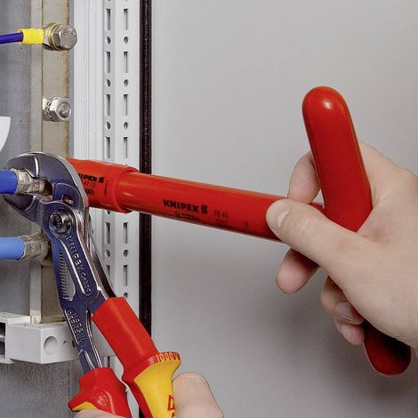KNIPEX 87 26 250 Cobra® VDE Pinza regolabile di nuova generazione per tubi e dadi, isolata isolati con manici rivestiti in materiale bicomponente, collaudati VDE cromata 250 mm
