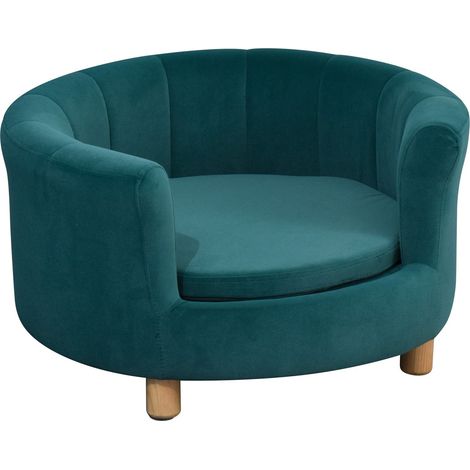 Cama Para Perros Elegante Sofá Para Perros Con Funda Suave Y Patas De Madera, 65X64X37Cm