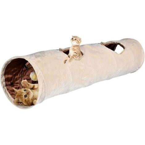 Tunnel pour Chat avec 2 Trous Doux et Pliable en Daim, Tubes et Tunnels pour Animaux Chats Chatons Lapins, D25120cm