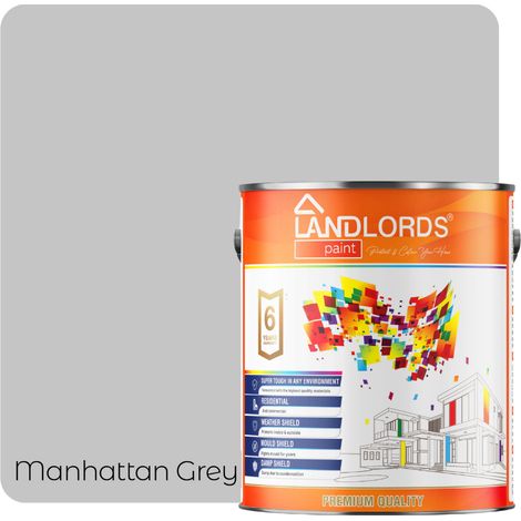 Landlords Paint - Anti-Mould Paint - Prevents Mould on Interior Walls & Ceilings - Manhattan Grey - 5L (1/5)