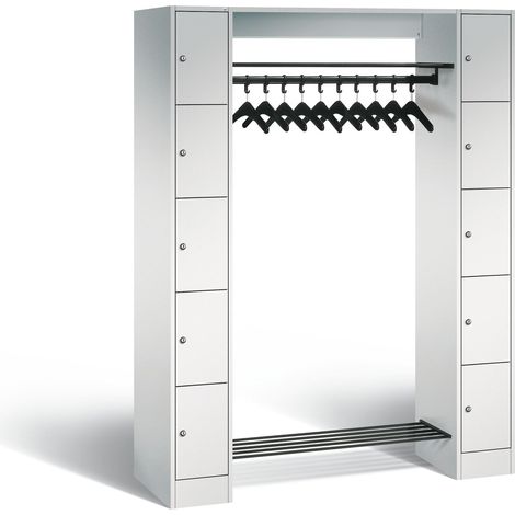 Personalgarderobe m.Kleiderbügelstange H1950xB1430xT480mm lichtgrau 5x2 Abt. (1/5)
