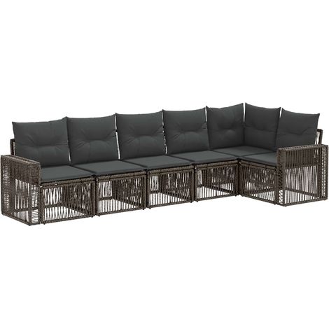Gartensofa-set 6 pcs Grau und Dunkelgrau Poly-Rattan vidaXL