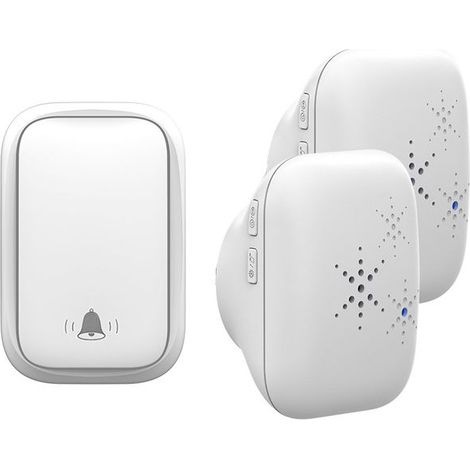 Sonnette sans fil auto-alimentée, pas besoin de pile, portée 150 m, prise européenne, 1 sonnette 2 récepteur (blanc) (1/5)