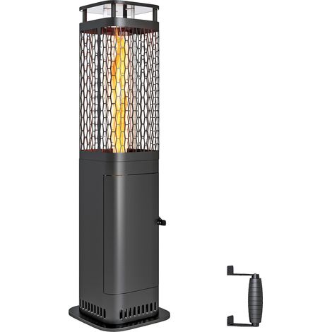 Outsunny estufa de pellets, 6.86 kw, sin electricidad, con tubo de vidrio, base antideslizante y rejilla metálica, sin humo, para jardín, negro