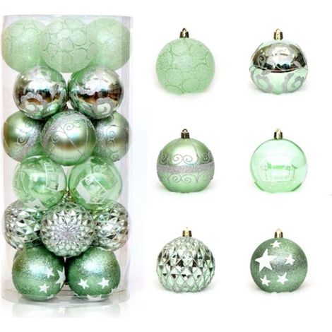 Christmas Decoration Balls, 24pcs 6cm/2.36" Christmas Balls Shatterproof Plastic Christmas Ball Ornaments Decoration for Christmas Tree Decor Party Decor Pendants (Green)