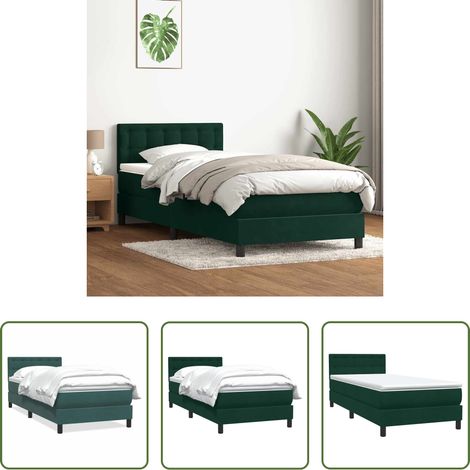 Matratze - Boxspringbett mit Matratze Dunkelgrün 80x220 cm Samt (1/5)