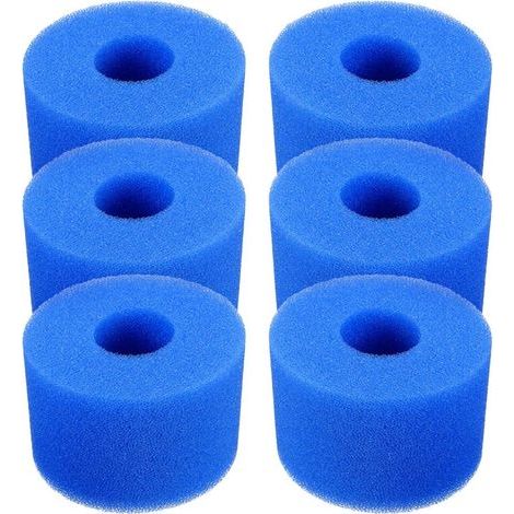 RGE Lot de 6 cartouches de filtre de piscine réutilisables et lavables en mousse pour jacuzzi type S1 (bleu) (1/5)