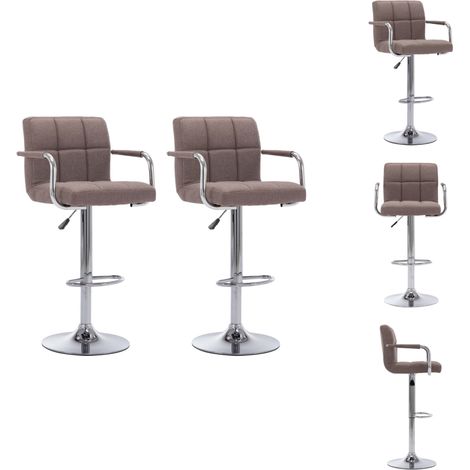 Chaises de bar lot de 2 taupe tissu - Chaise De Bar - Chaises De Bar - Chaise De Comptoir - Chaises De Comptoir (1/5)