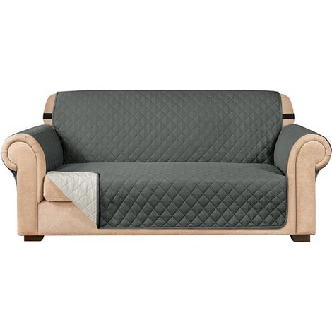Funda de sofá reversible - funda para muebles apta para mascotas con banda elástica, impermeable (gris oscuro) (1/5)